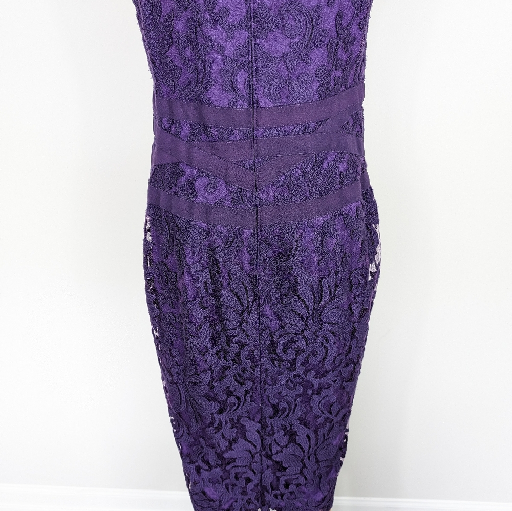 Tadashi Shoji embroidered lace sheath knee-length dress size 8 - Picture 5 of 11